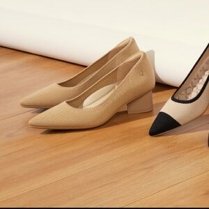 Elegant Tan Block Heel Pumps